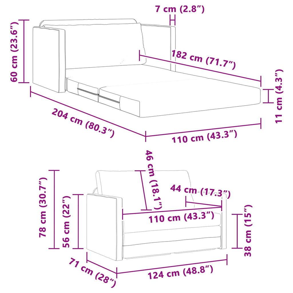 Folding Sofa Bed 124 X 71 X 78 Cm Velvet
