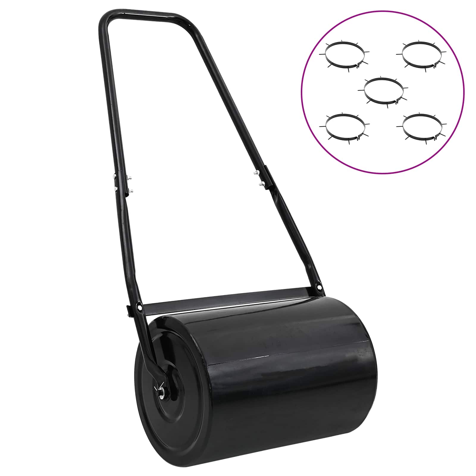 Lawn Roller Pull With Aerator Clamps Black 110 X 52 Cm Iron