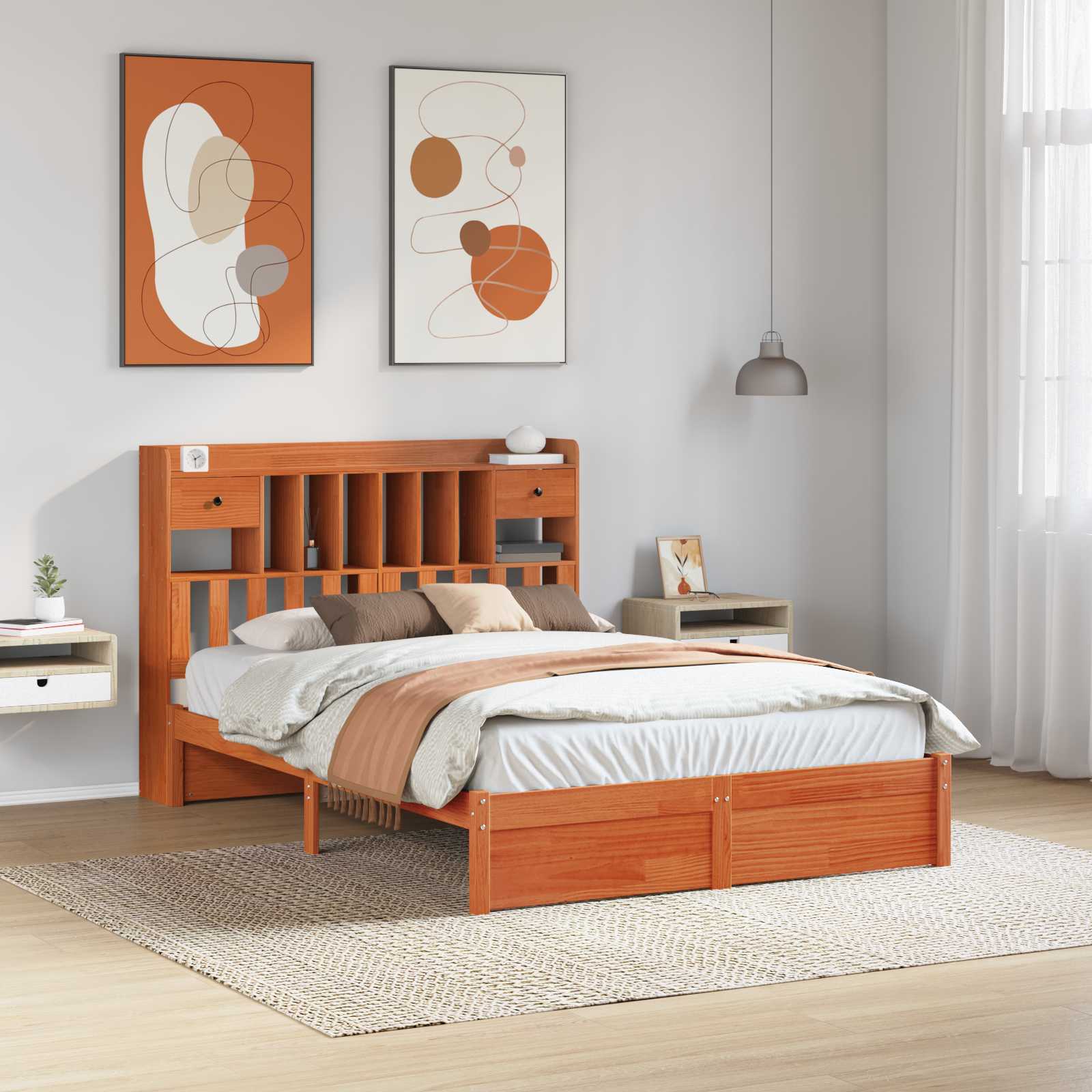 Bookcase Bed Without Mattress 75X190Cm Small Single Solid Wood Pine