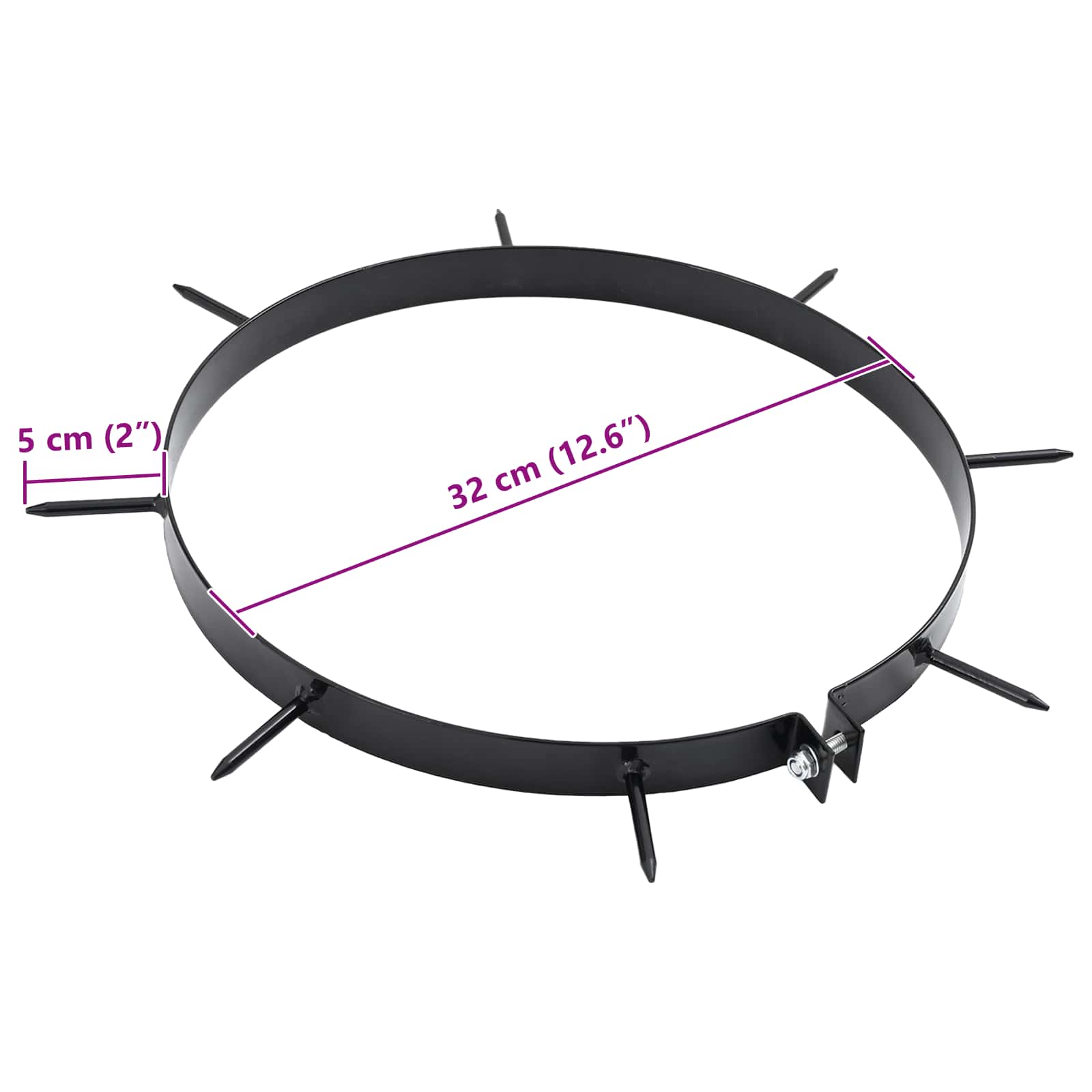 Lawn Aerator Clamp With Spikes 5 Pcs Black Ø 320 Mm Iron