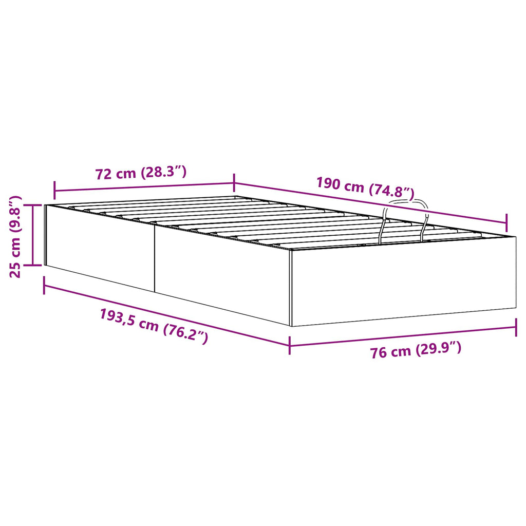Ottoman Bed Frame With Storage 70 X 190 Cm