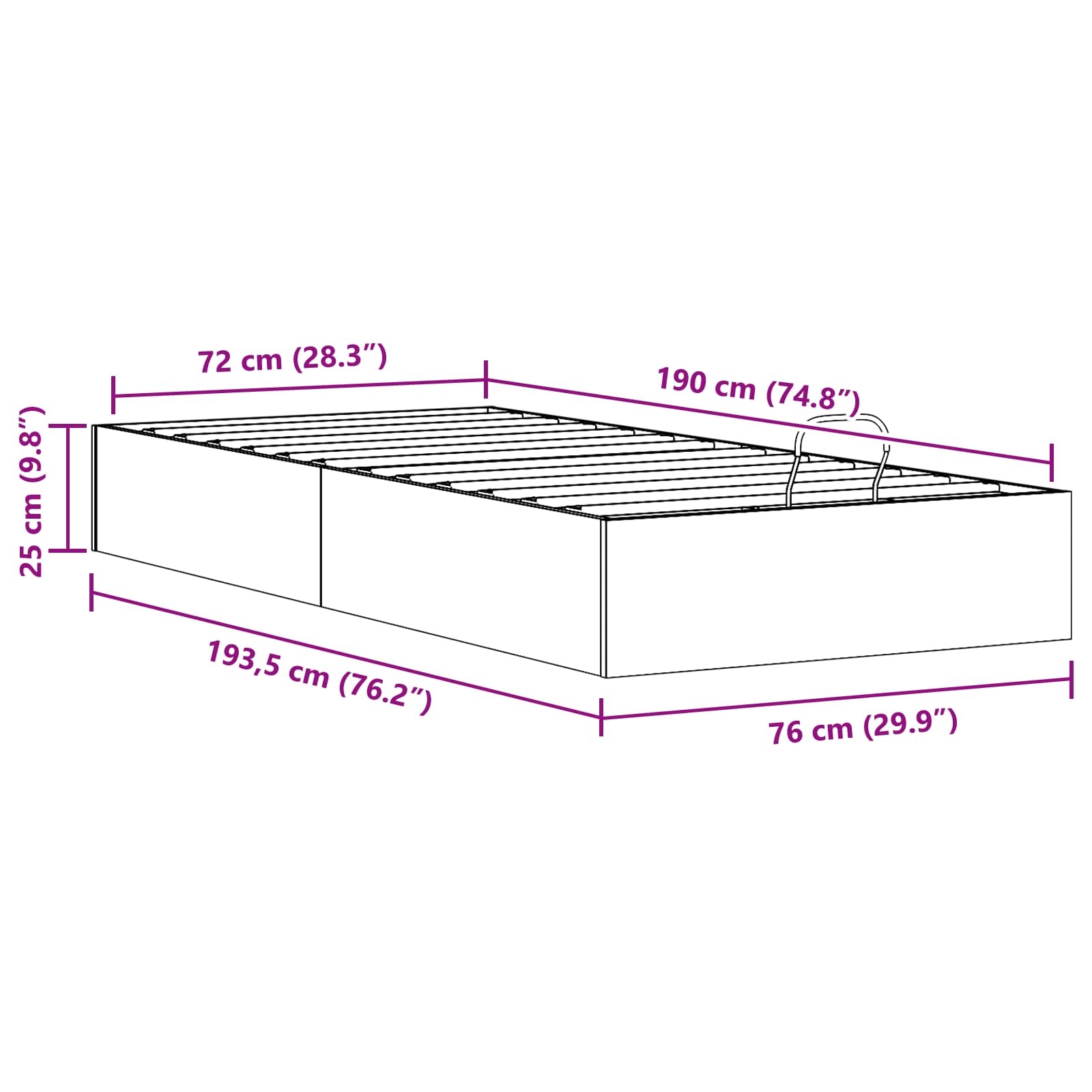 Ottoman Bed Frame With Storage 70 X 190 Cm