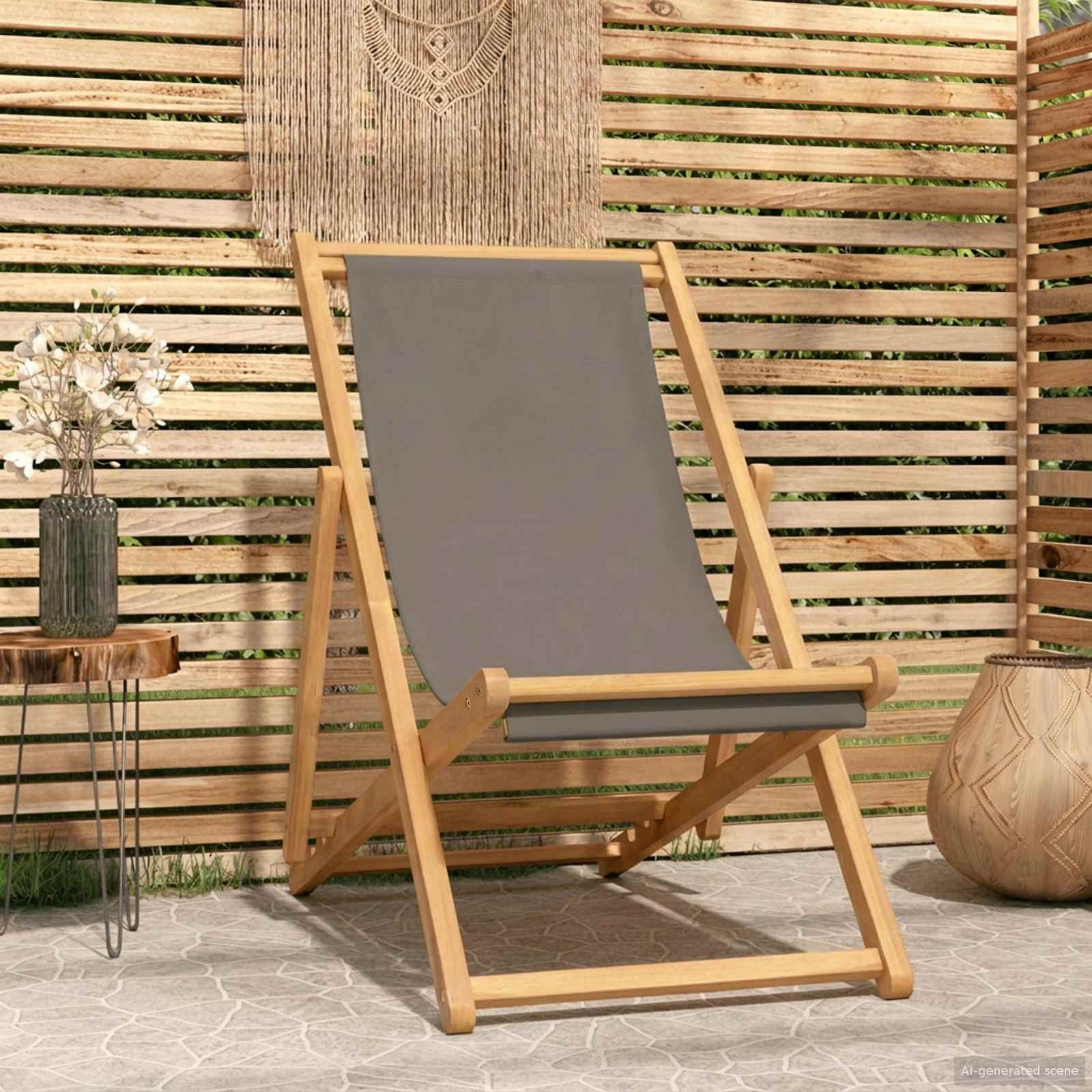 Folding Beach Chair Solid Wood Teak