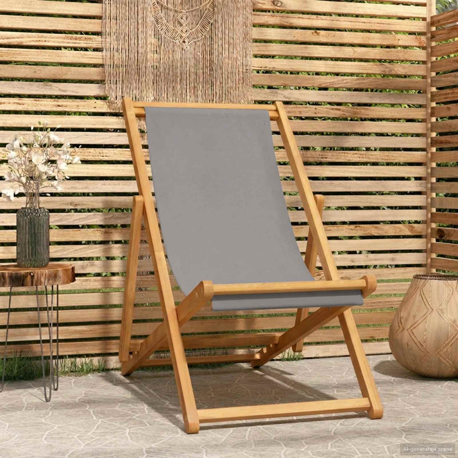 Folding Beach Chair Solid Wood Teak