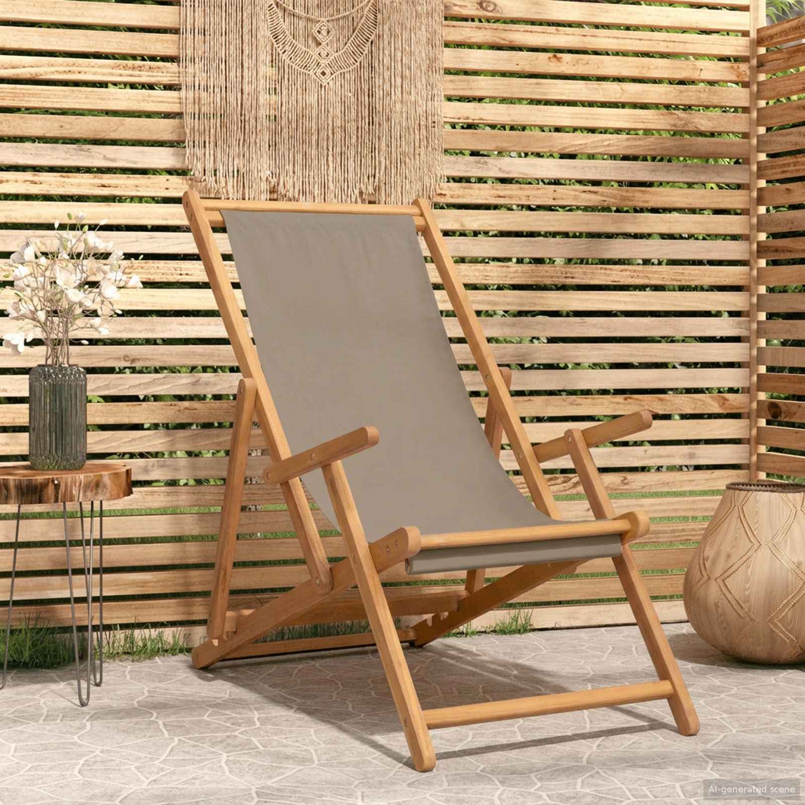 Folding Beach Chair Solid Wood Teak