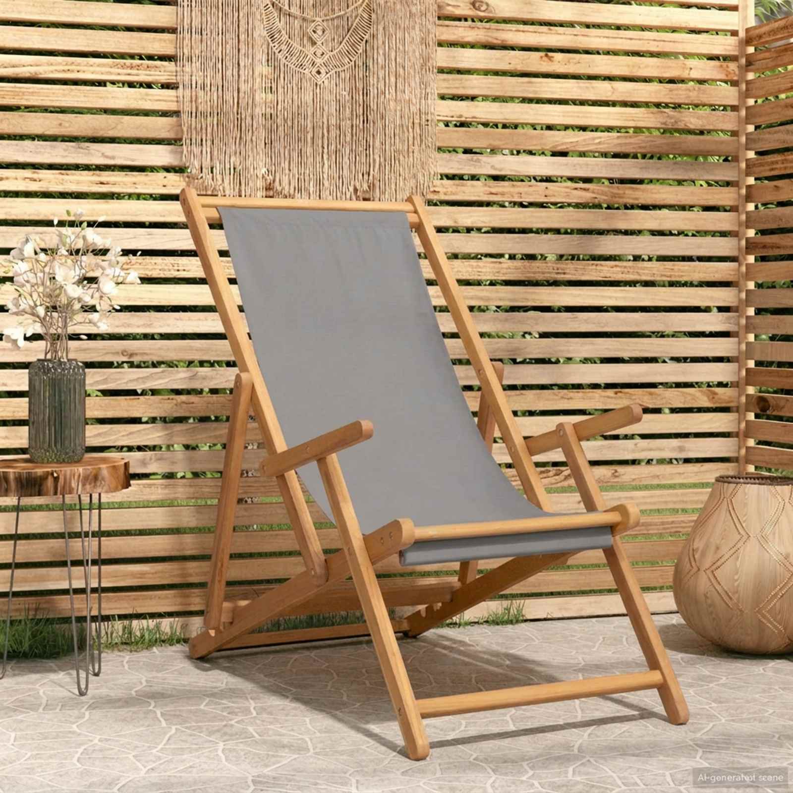 Folding Beach Chair Solid Wood Teak