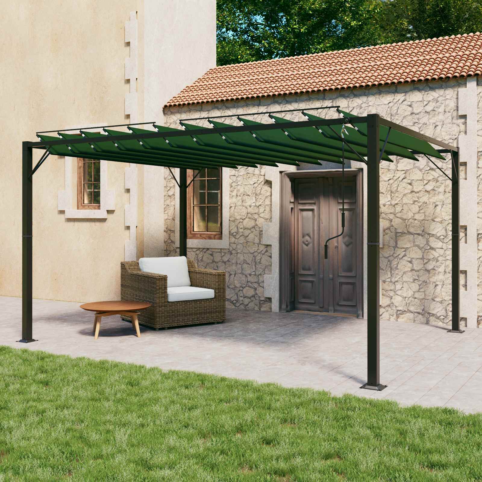 Gazebo With Louvered Roof Fabric And Aluminium