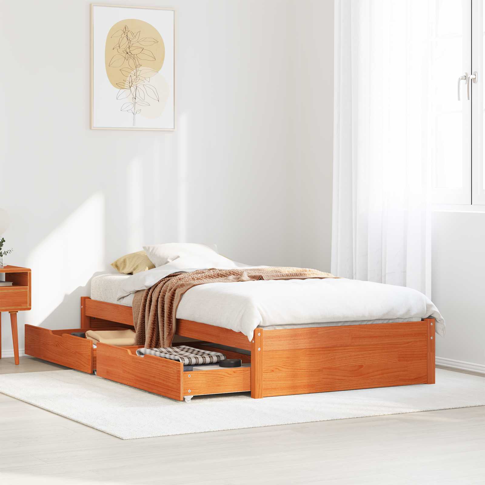 Bed Frame | Pine | Solid Pine Wood | Small Single | Storage