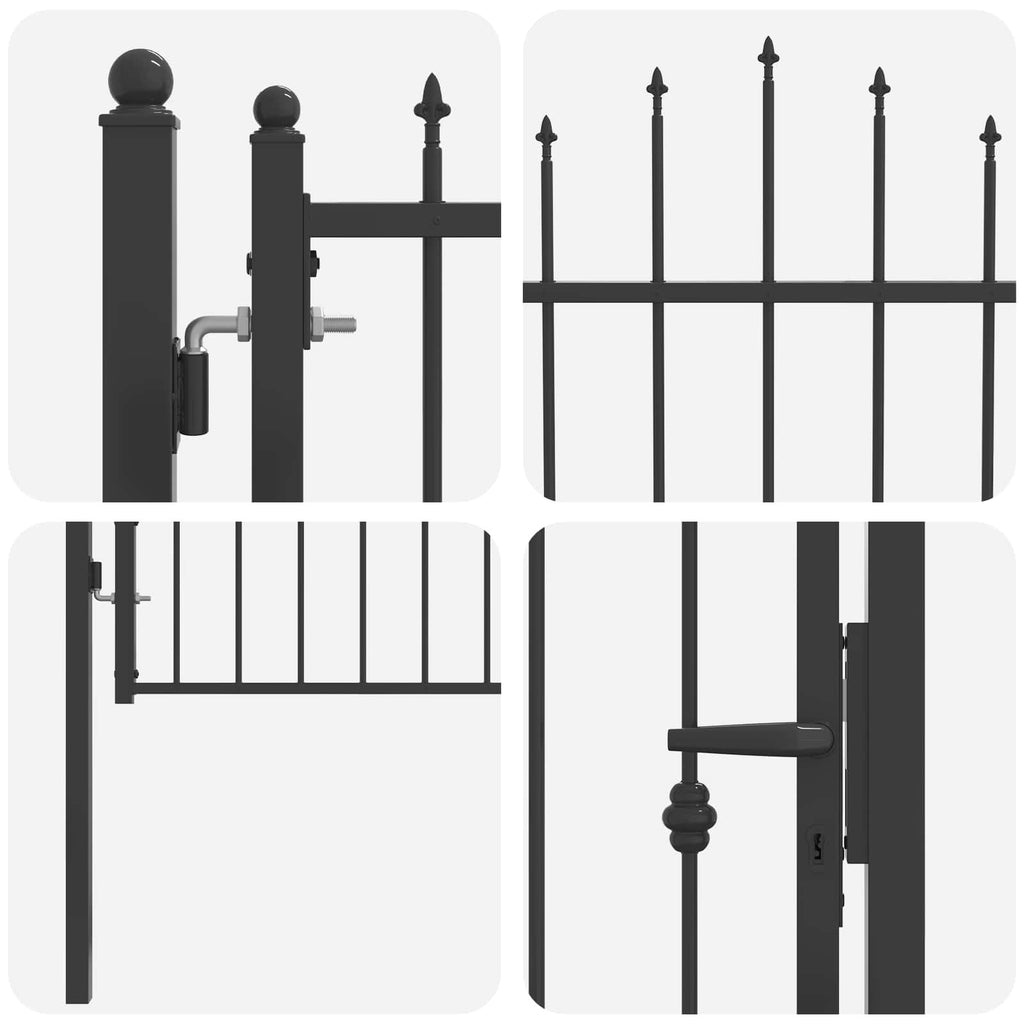 Fence Gate Horst Metal Black Lockable