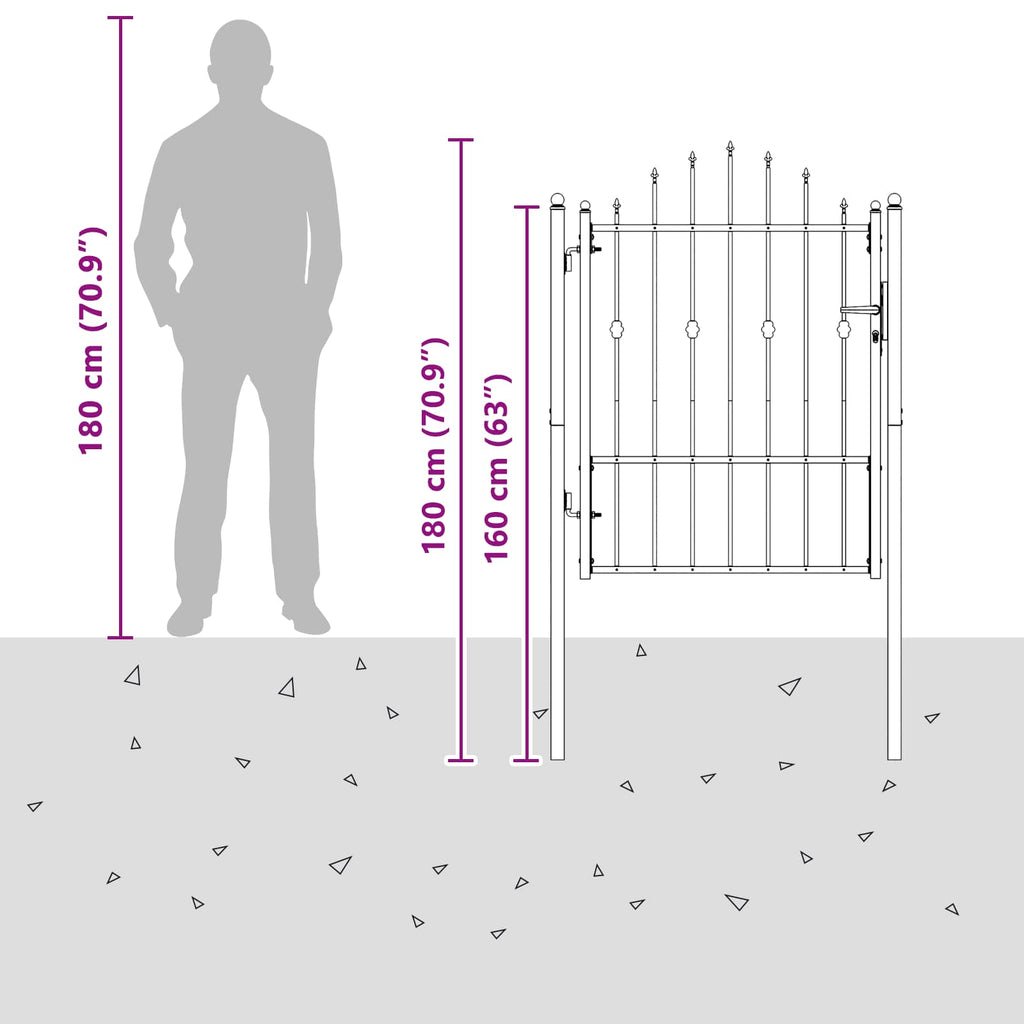 Fence Gate Horst Metal Black Lockable