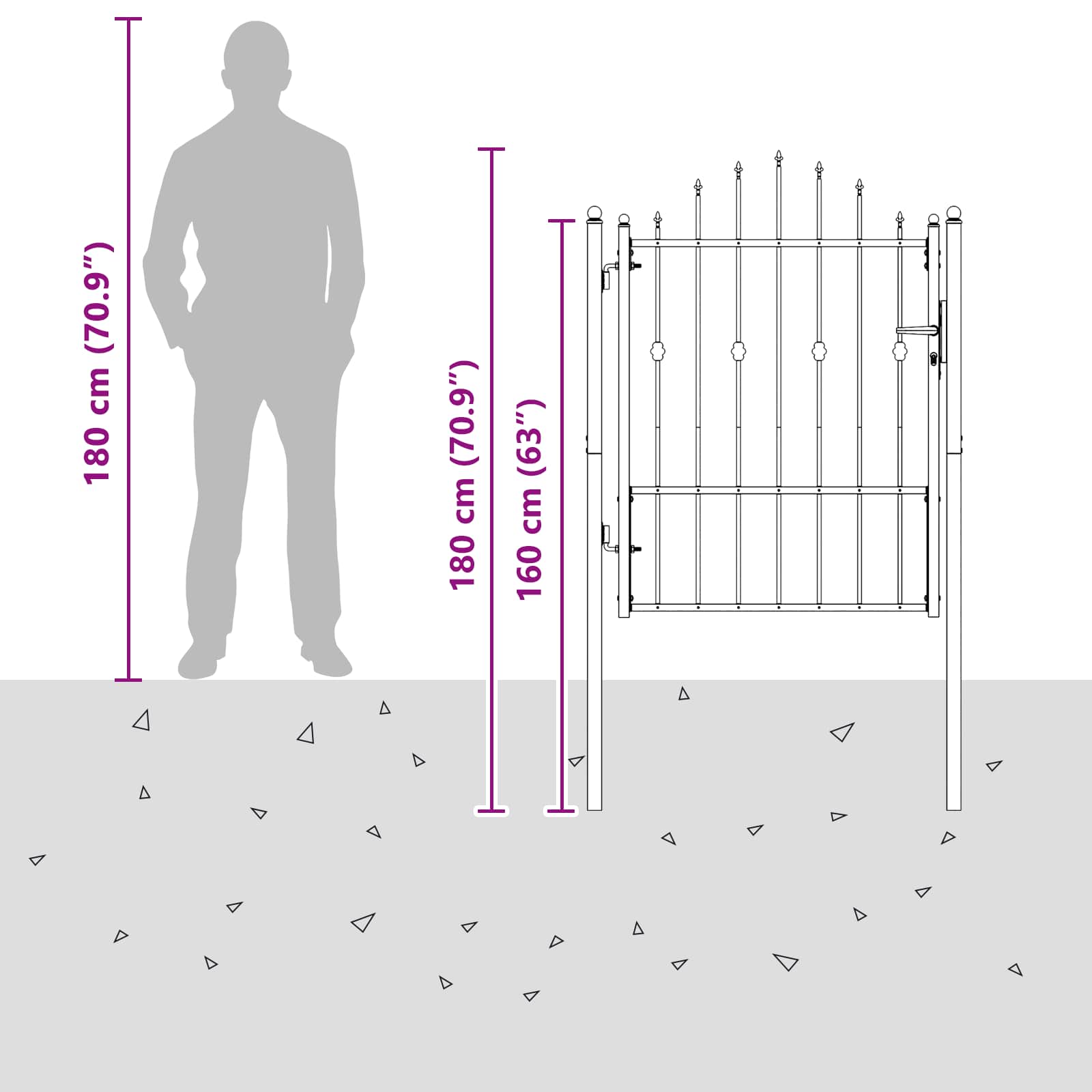 Fence Gate Horst Metal Black Lockable