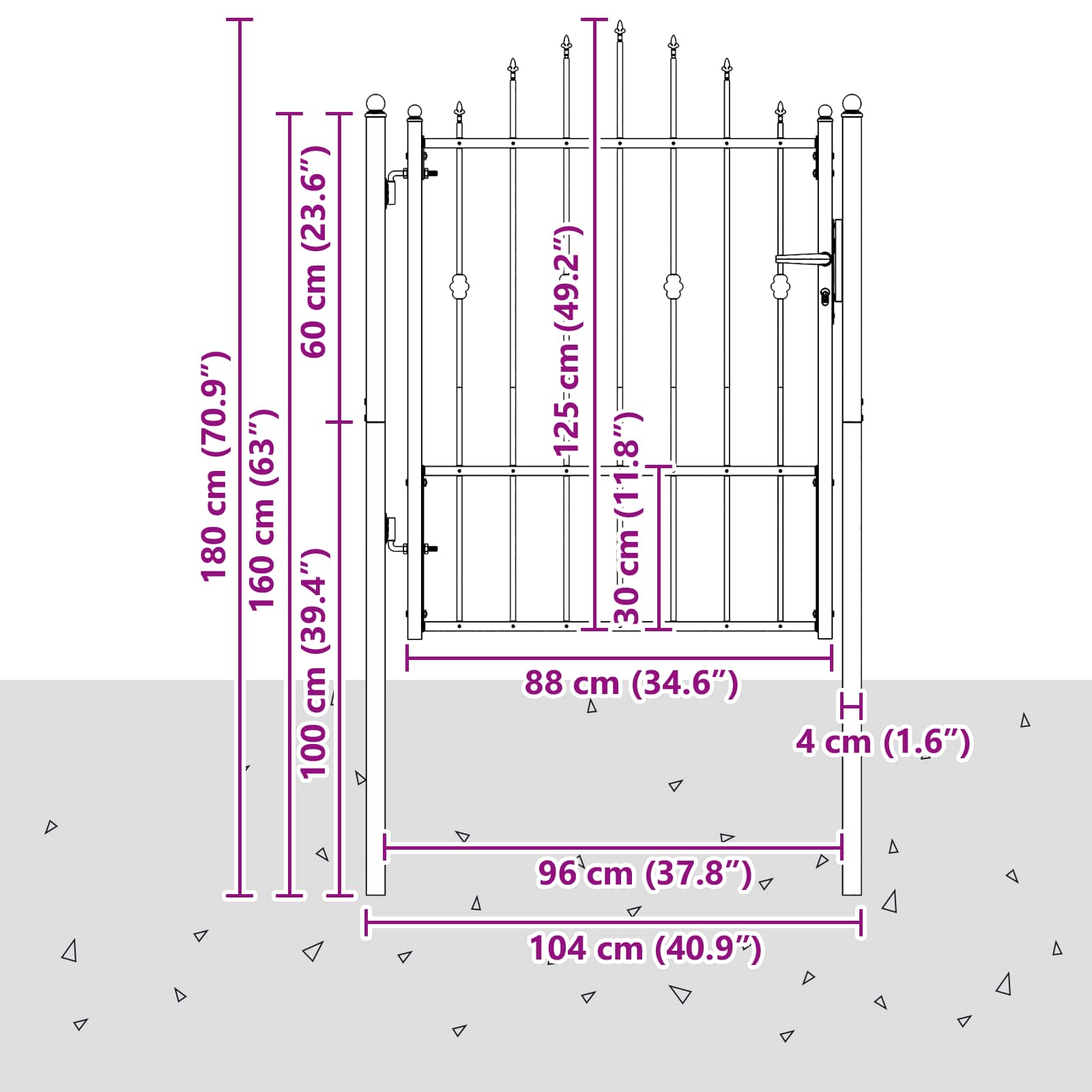 Fence Gate Horst Metal Black Lockable