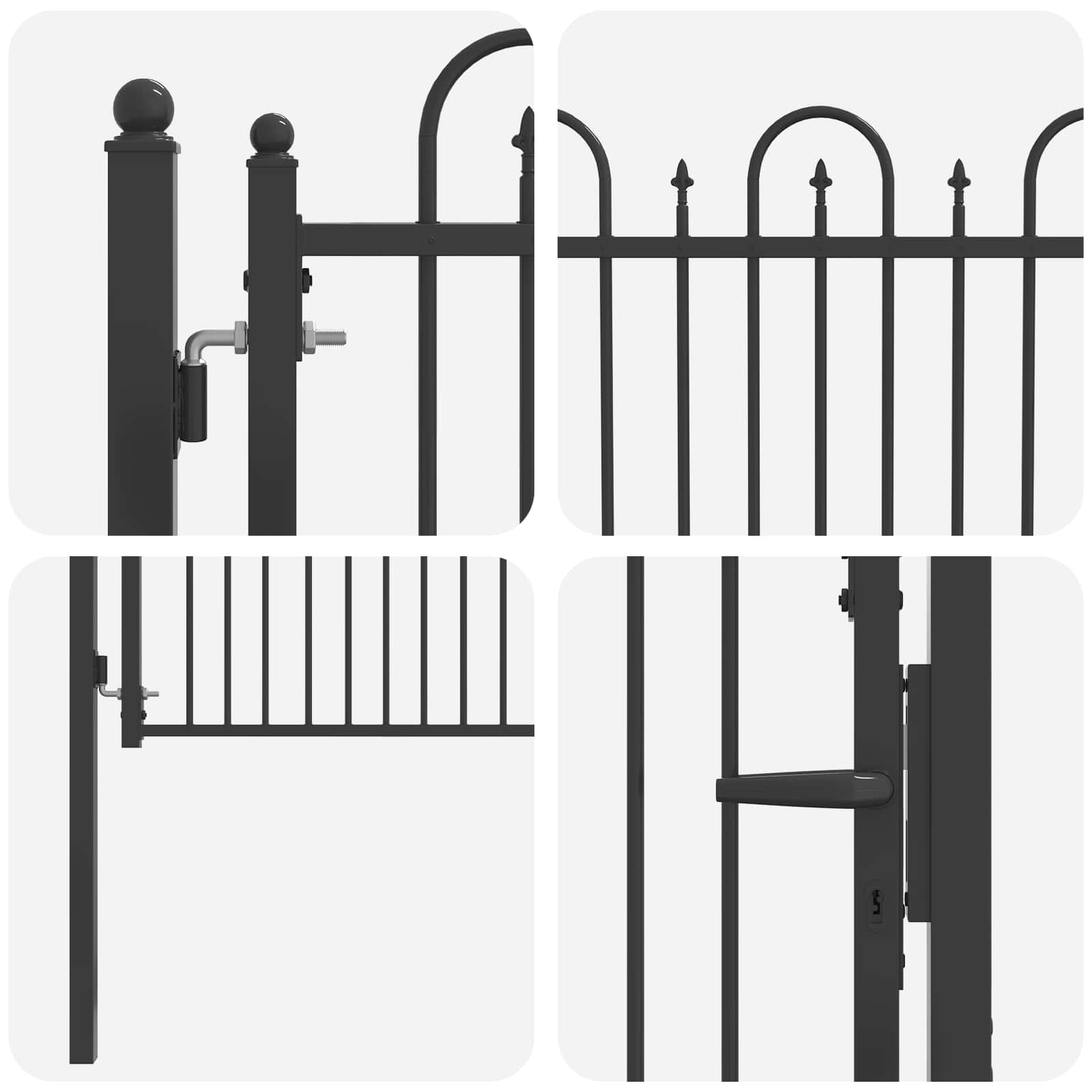 Fence Gate Horst Metal Black Lockable