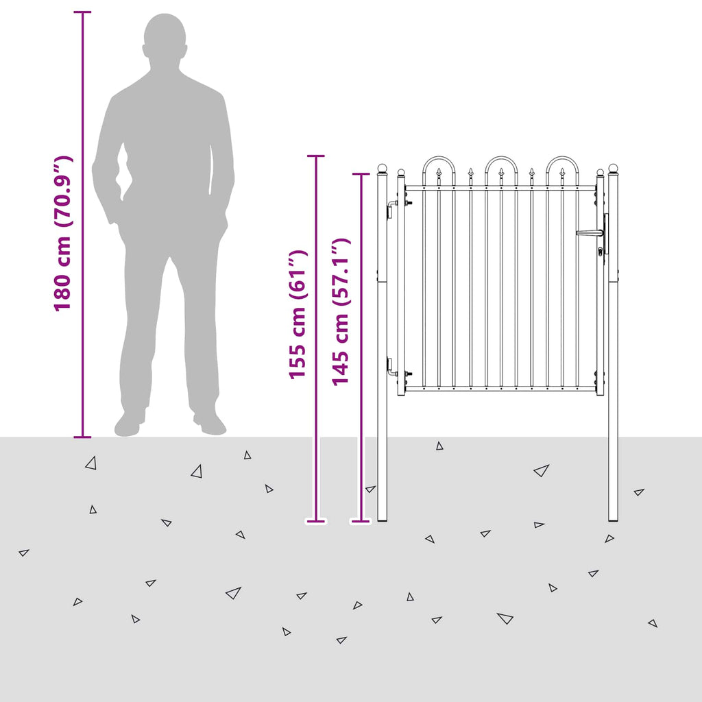 Fence Gate Horst Metal Black Lockable