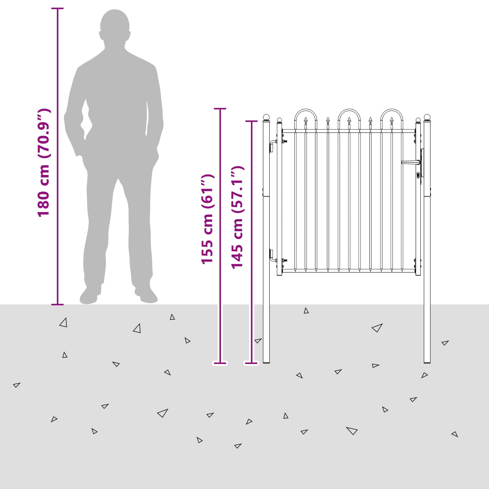 Fence Gate Horst Metal Black Lockable