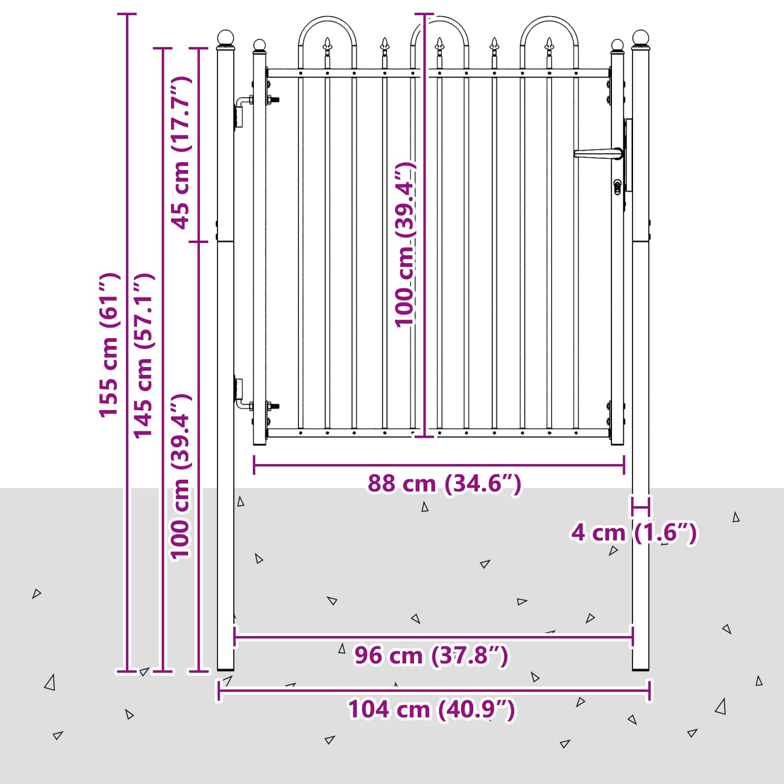 Fence Gate Horst Metal Black Lockable