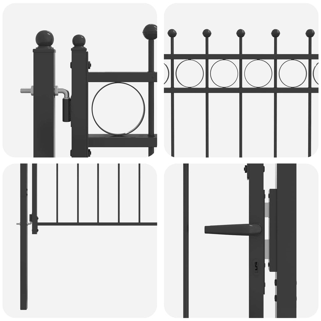 Fence Gate Horst Metal Black Lockable