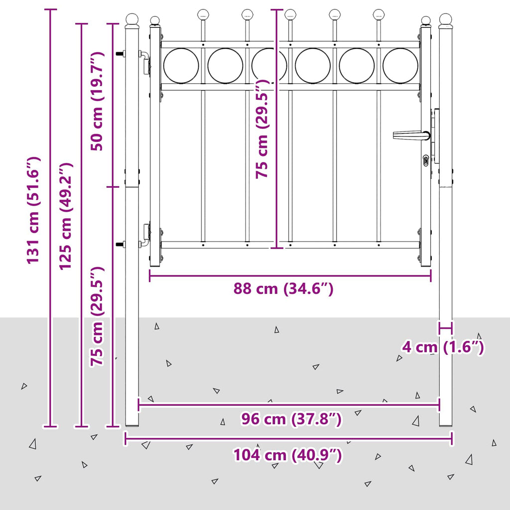 Fence Gate Horst Metal Black Lockable