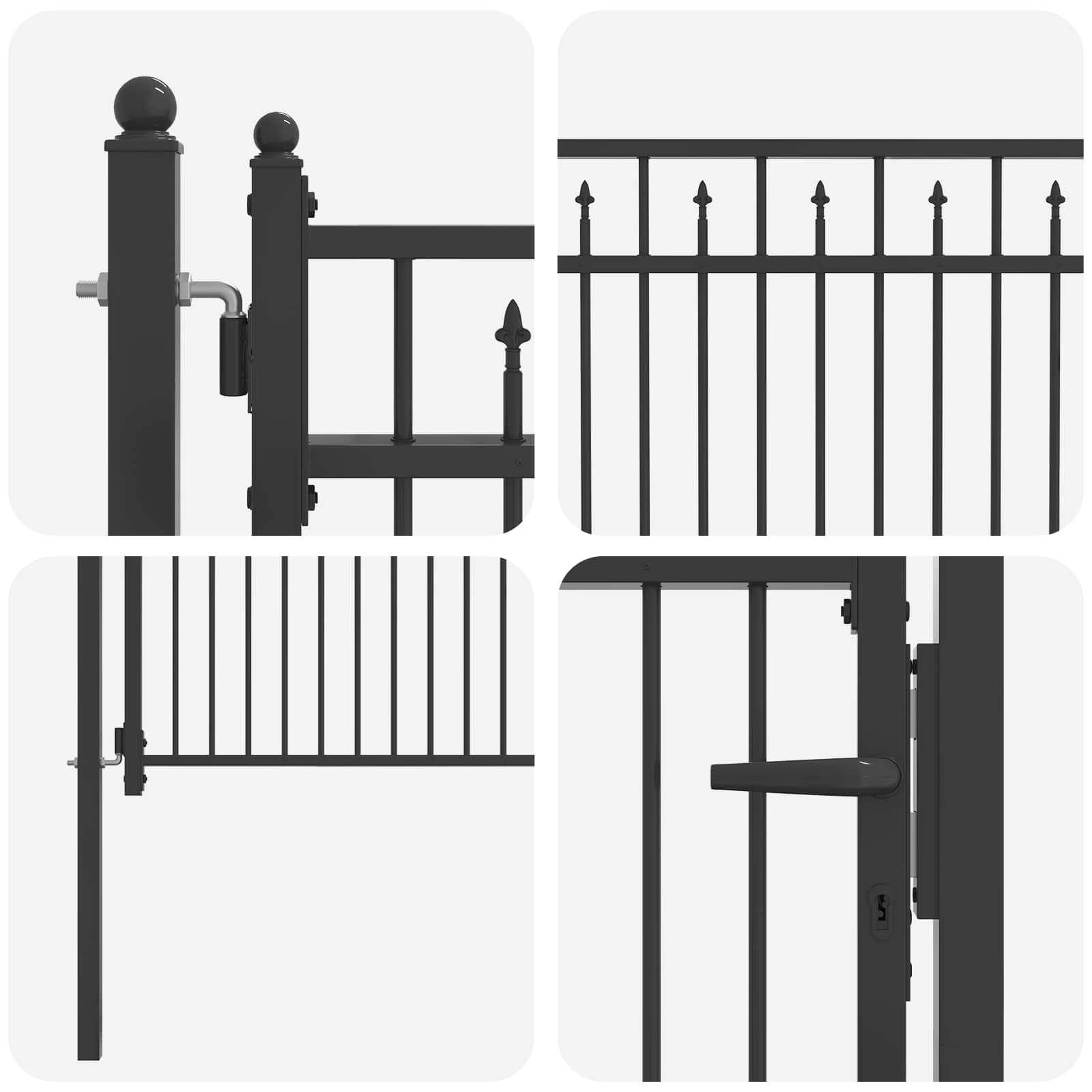 Fence Gate Horst Metal Black Lockable