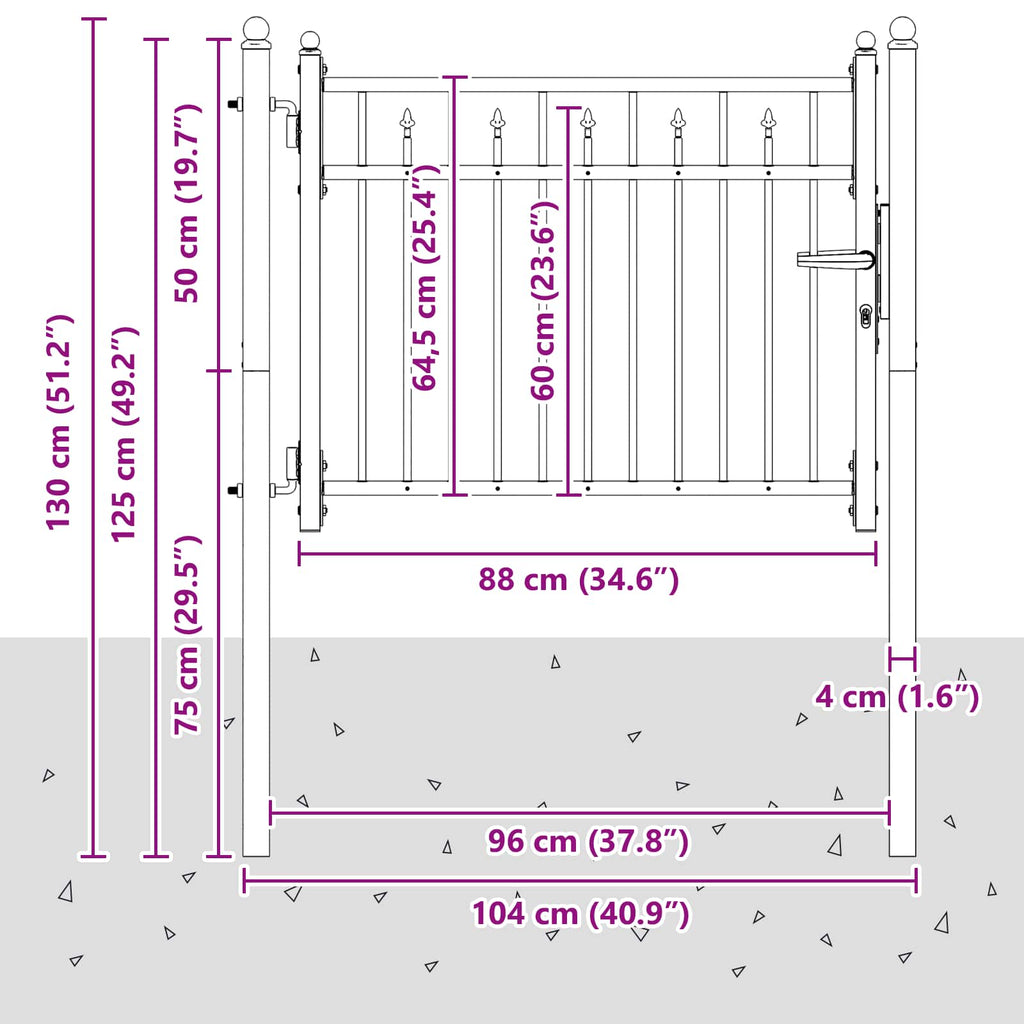 Fence Gate Horst Metal Black Lockable