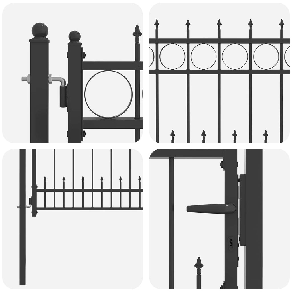 Fence Gate Horst Steel Black Lockable