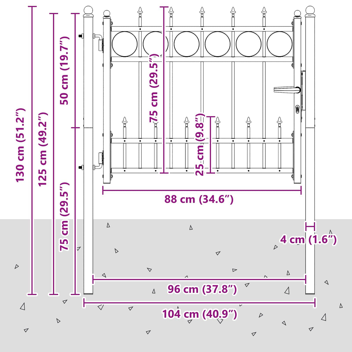 Fence Gate Horst Steel Black Lockable
