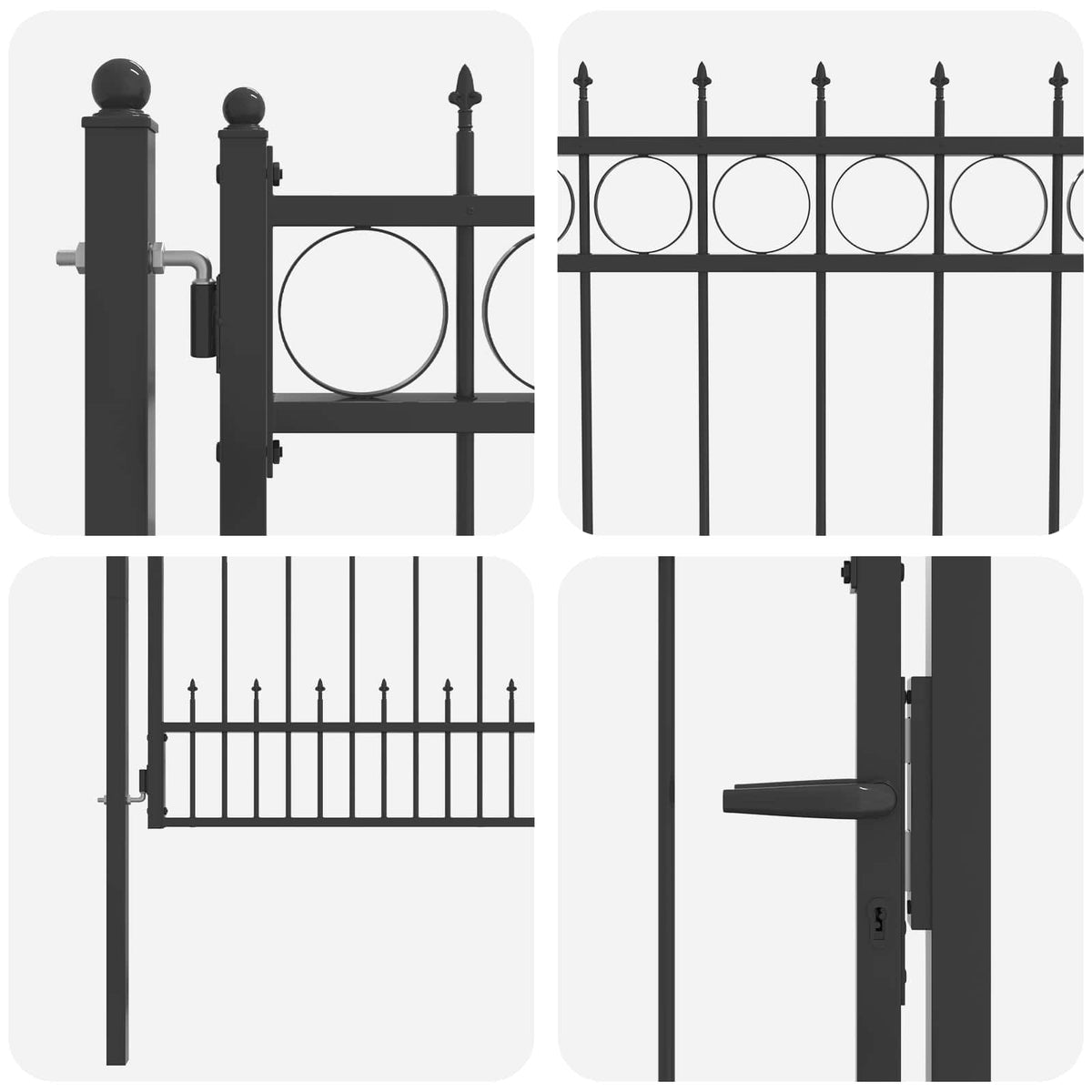 Fence Gate Horst Steel Black Lockable