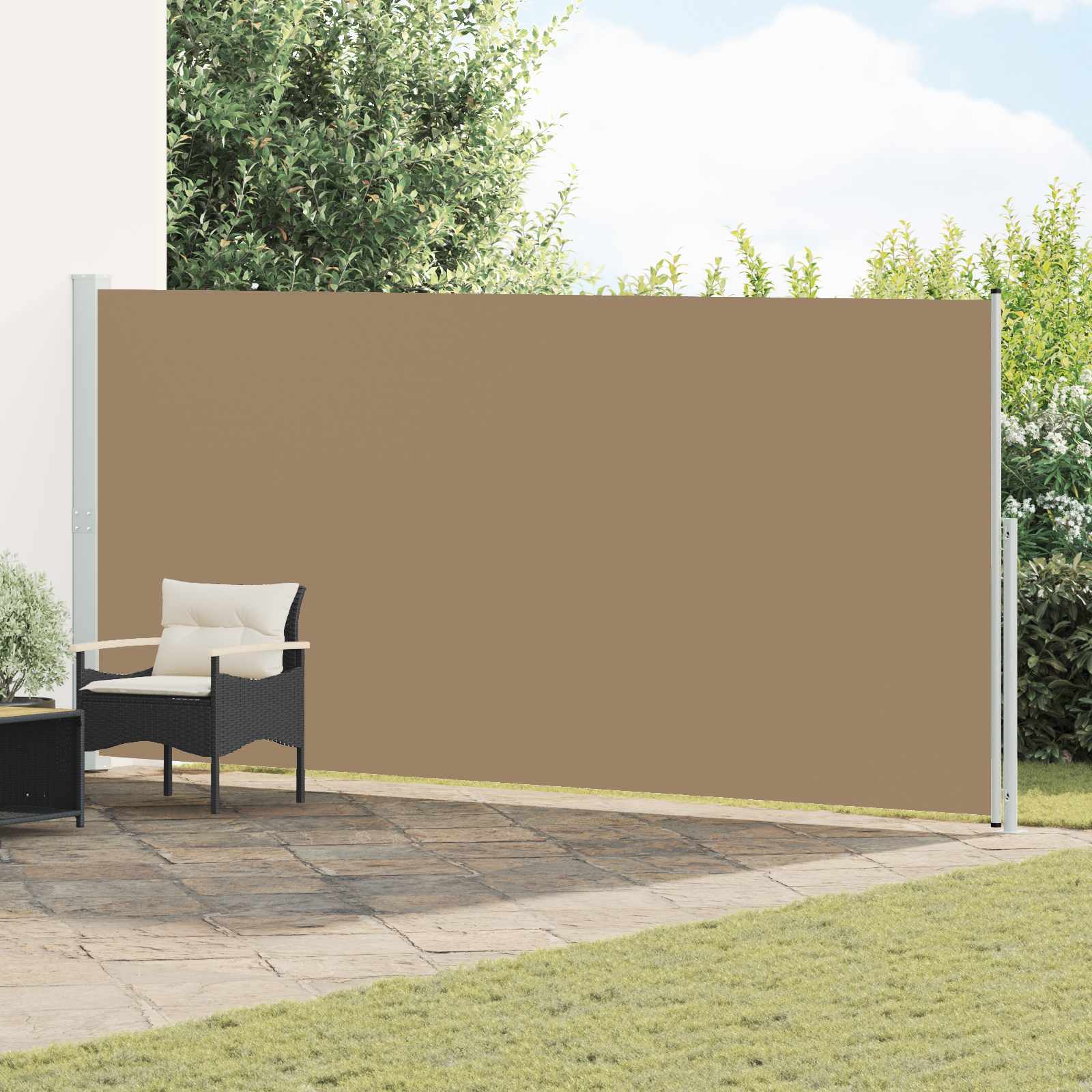 Side Awning | Fabric + Grey Steel Cover