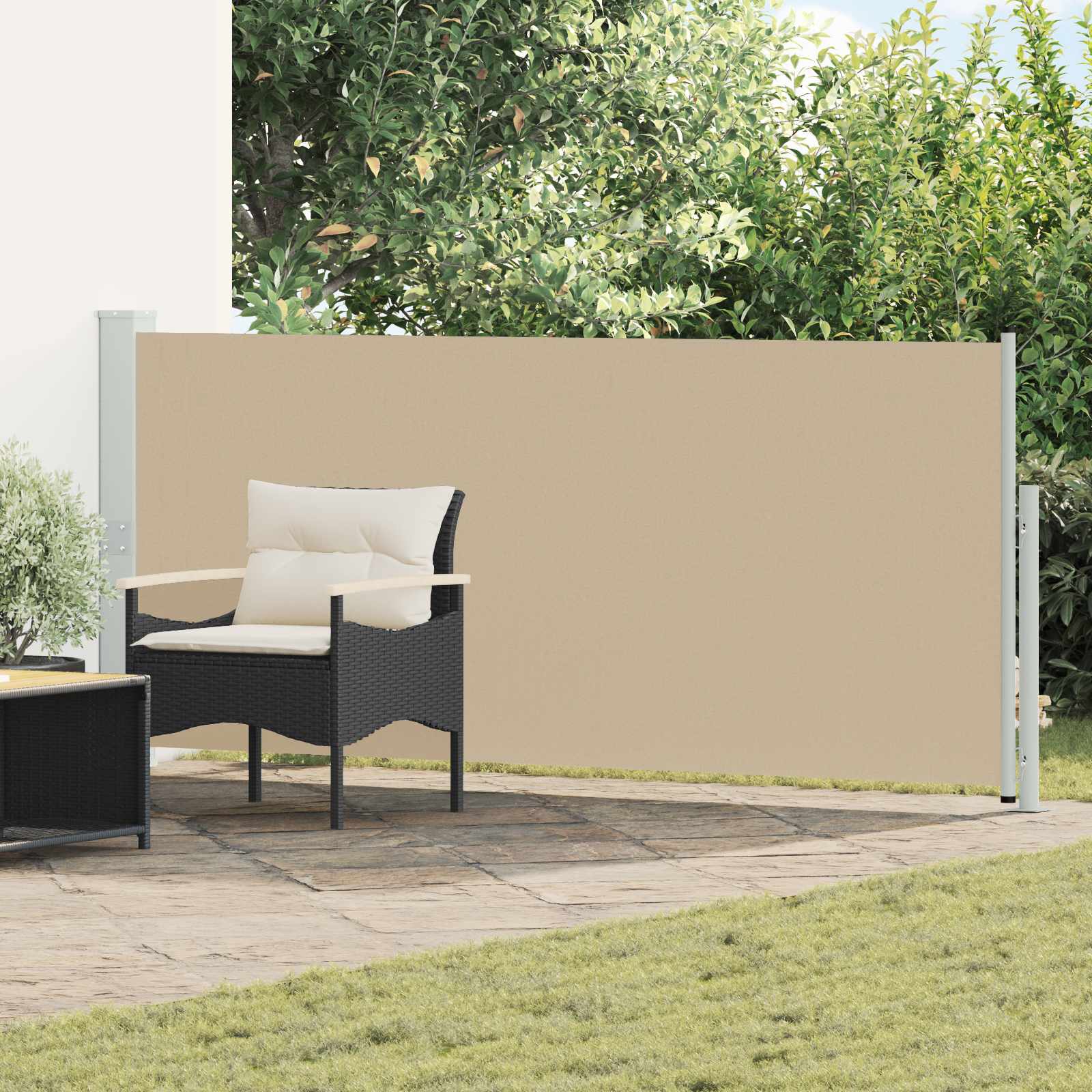 Side Awning | Fabric + Grey Steel Cover