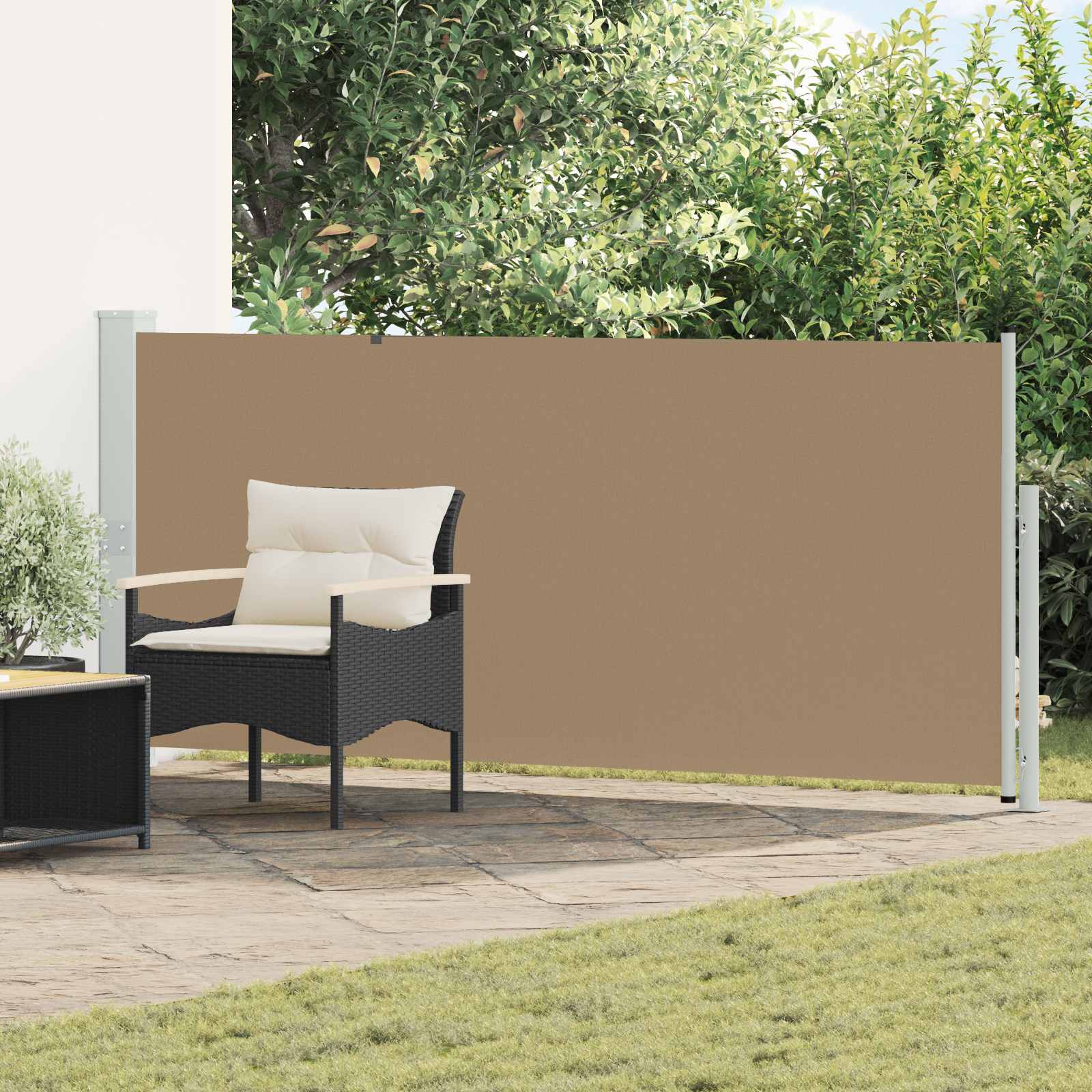 Side Awning | Fabric + Grey Steel Cover