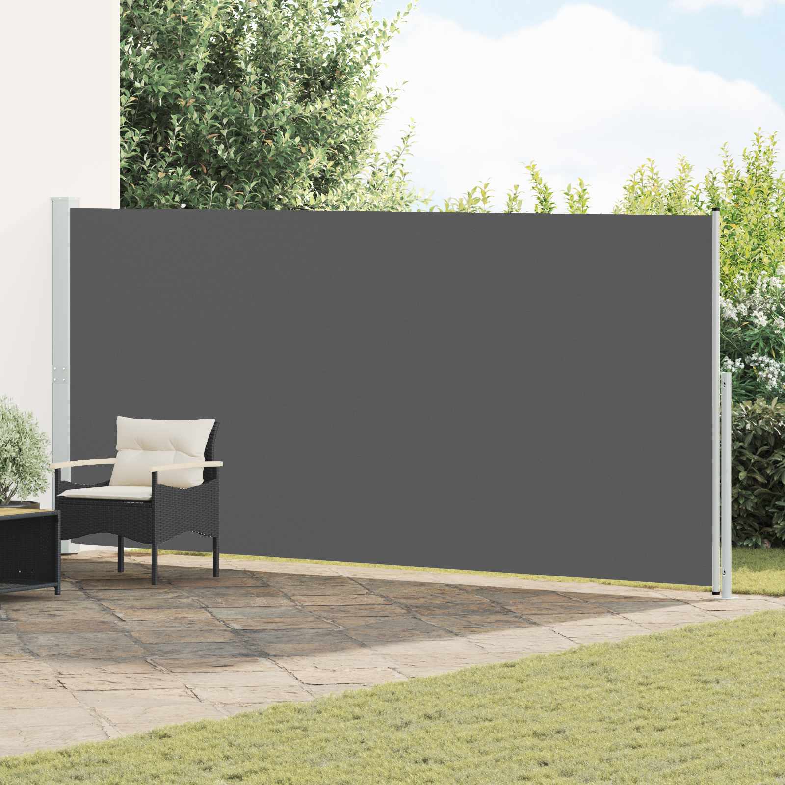 Side Awning | Fabric + Grey Steel Cover