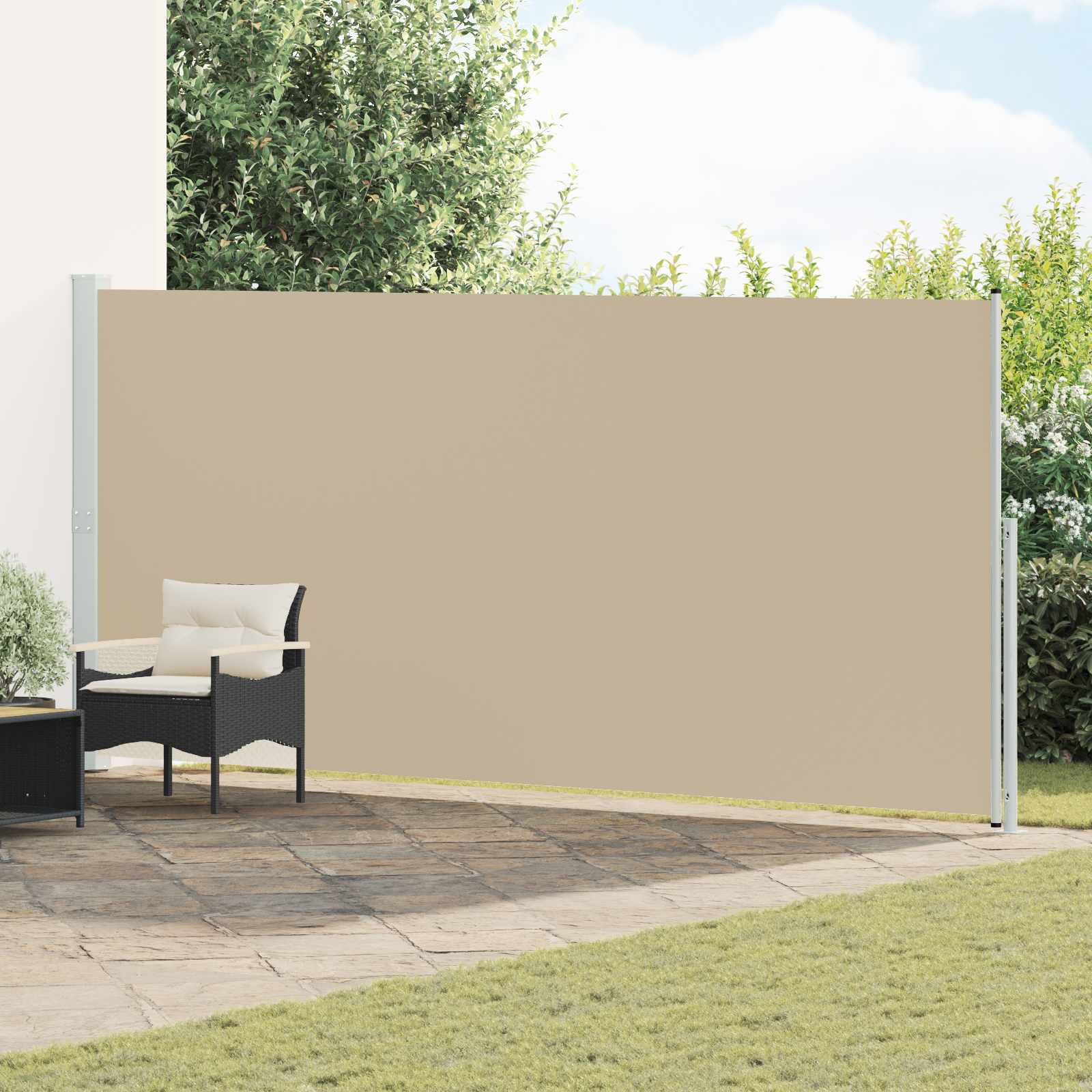 Side Awning | Fabric + Grey Steel Cover