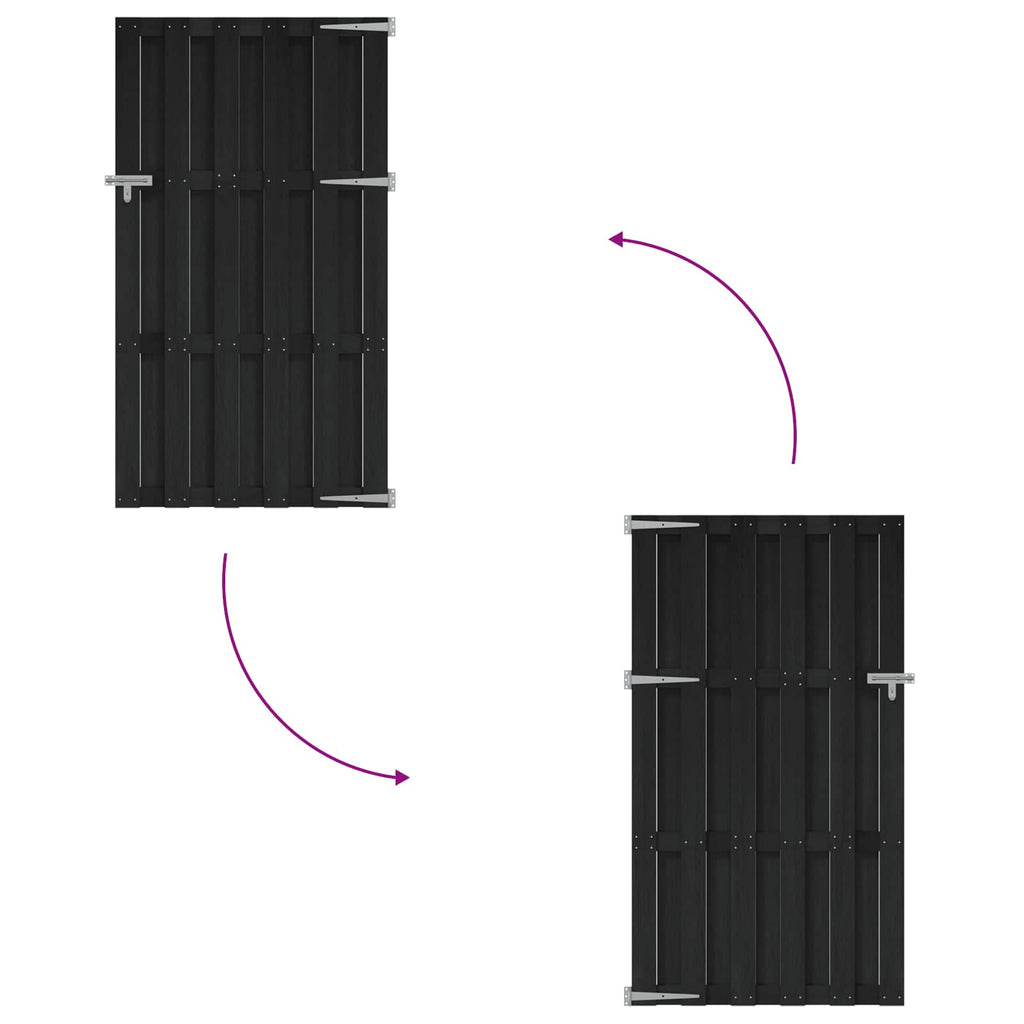 Garden Gate Black WPC 100x180cm Privacy Fence Weather Resistant