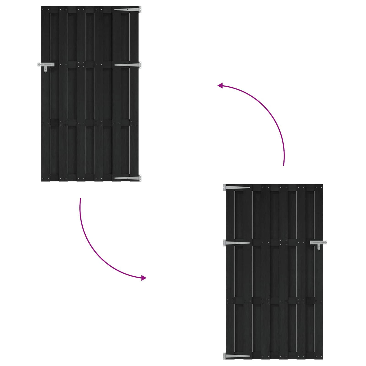 Garden Gate Black WPC 100x180cm Privacy Fence Weather Resistant