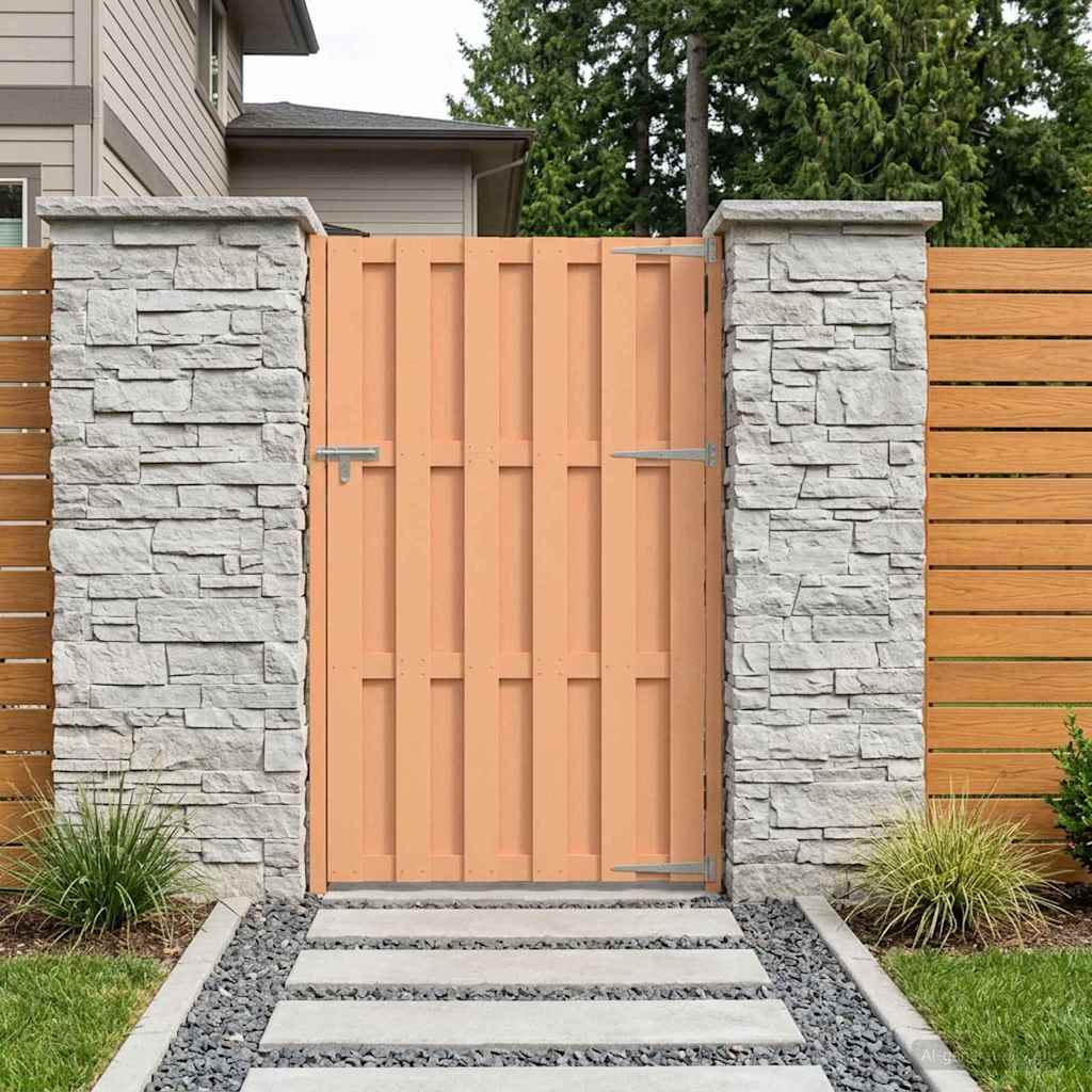 Garden Gate Brown WPC 100x180cm Privacy Fence Weather Resistant