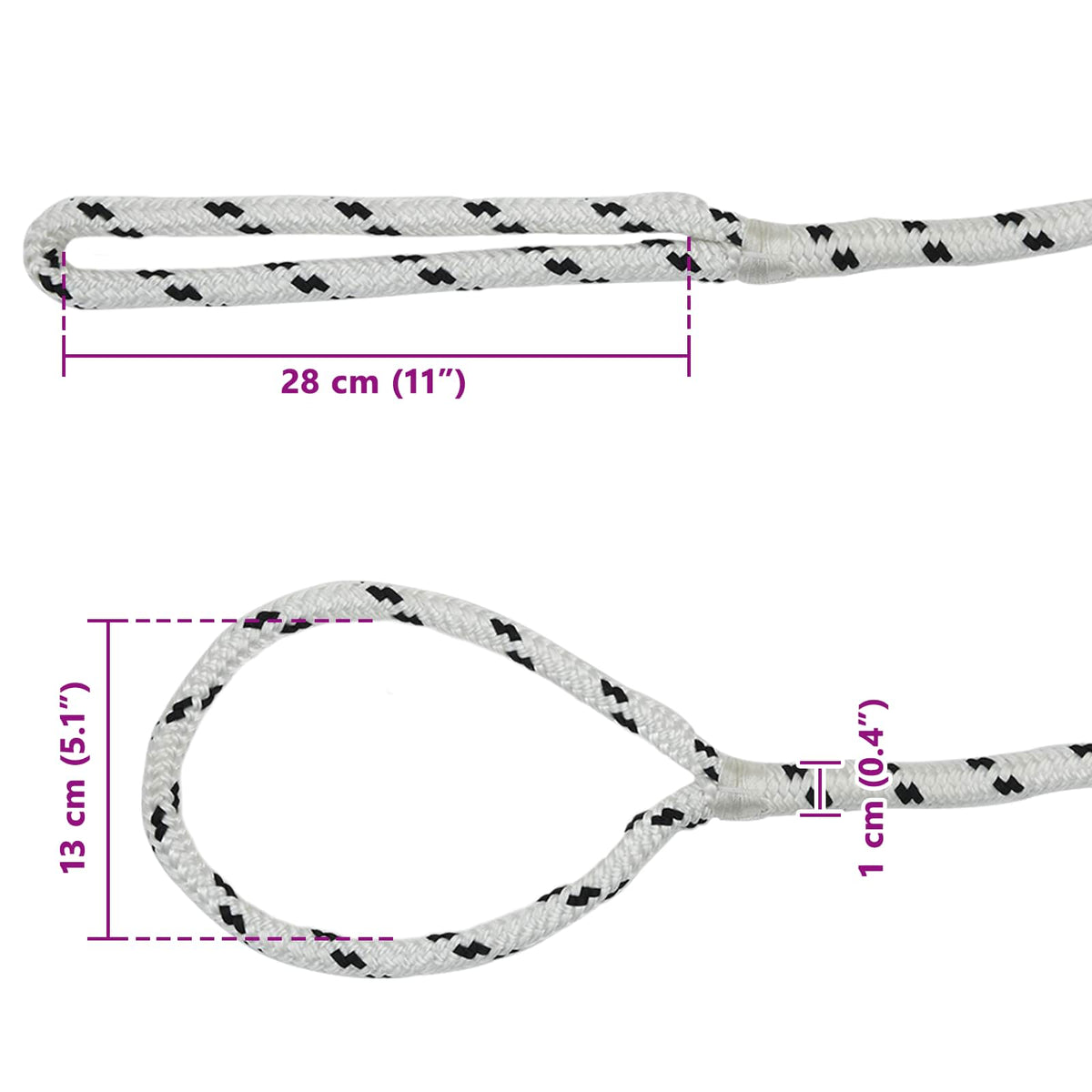 Ropes & Hardware Cable Boat Rope 1 Polyester Black White White And Black White 1