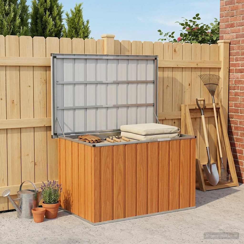 Outdoor Storage Box Wood Galvanised Steel