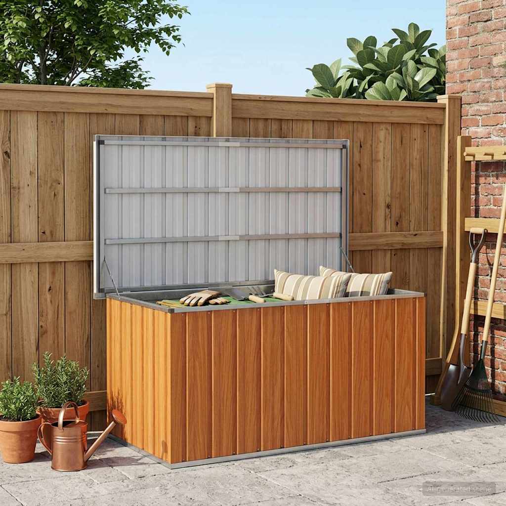 Outdoor Storage Box Wood Galvanised Steel