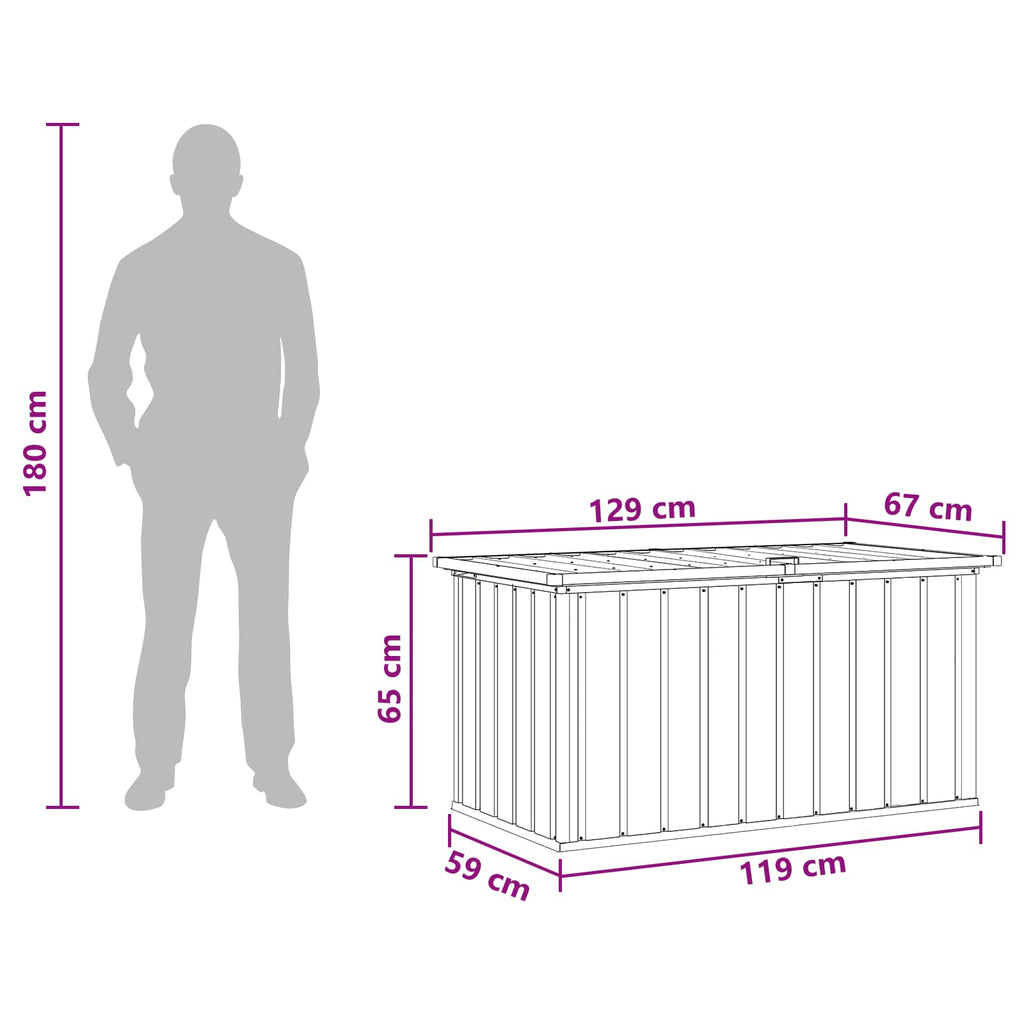 Outdoor Storage Box Wood Galvanised Steel