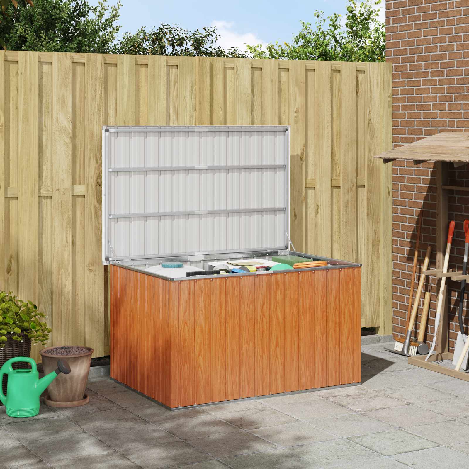 Outdoor Storage Box Wood Galvanised Steel