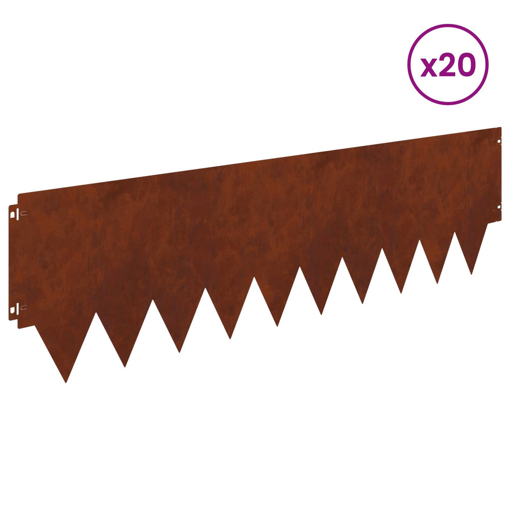 Lawn Edging 20 Pcs 103 X Metal Rusty