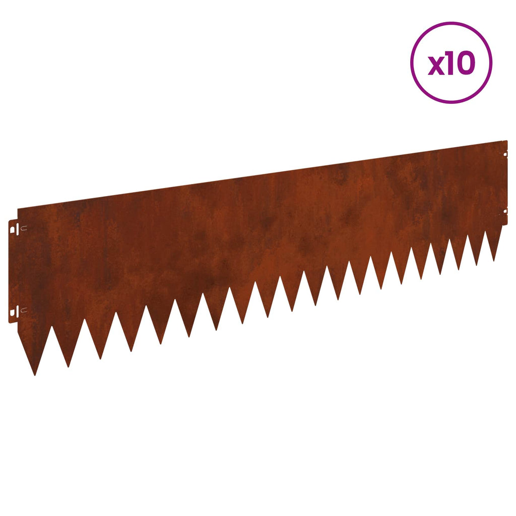 Lawn Edging 10 Pcs 103 X Steel Rusty
