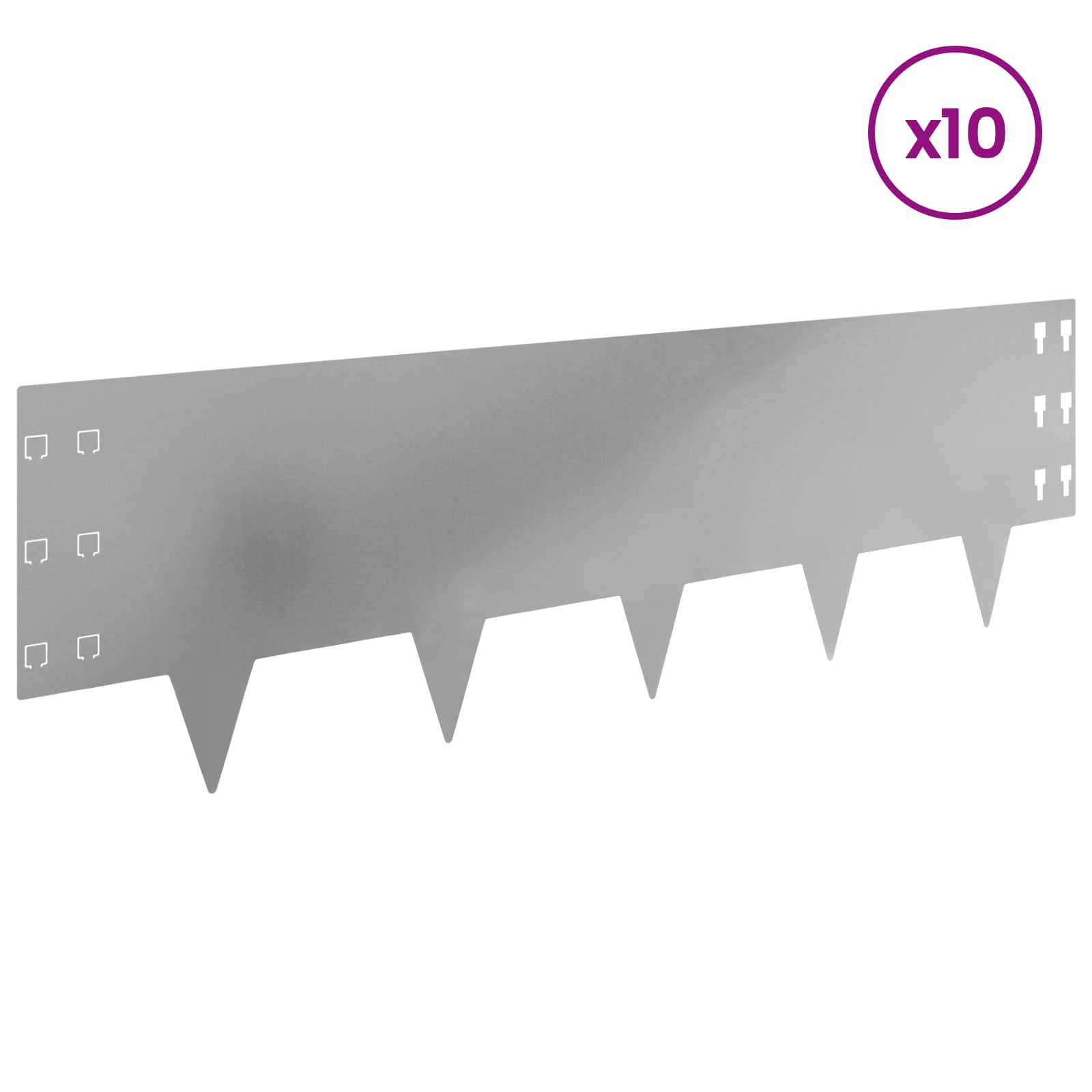 Lawn Edging 10 Pcs 100 X Steel Silver