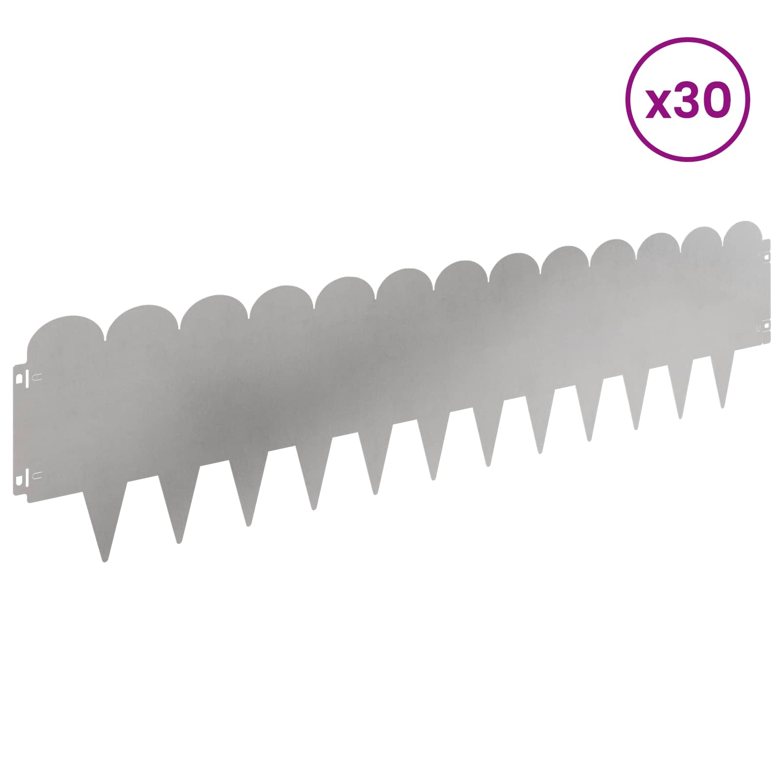 Lawn Edging 30 Pcs 103 X Steel Silver