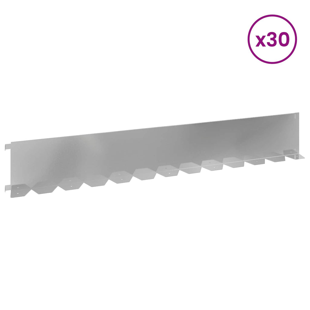Lawn Edging 30 Pcs 102 X 15 X 4 Cm Steel Silver