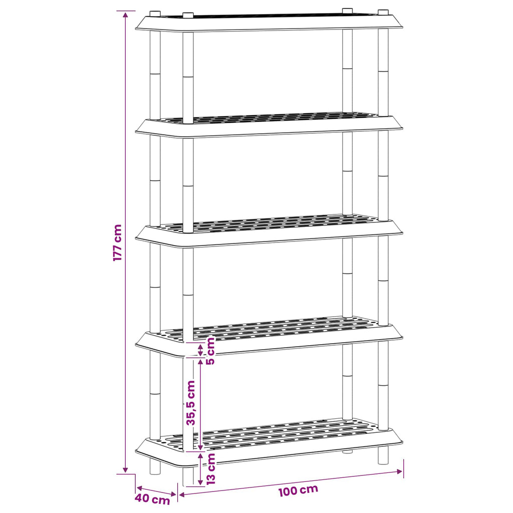 Shelving Unit 100 X 40 X 177 Cm Pp