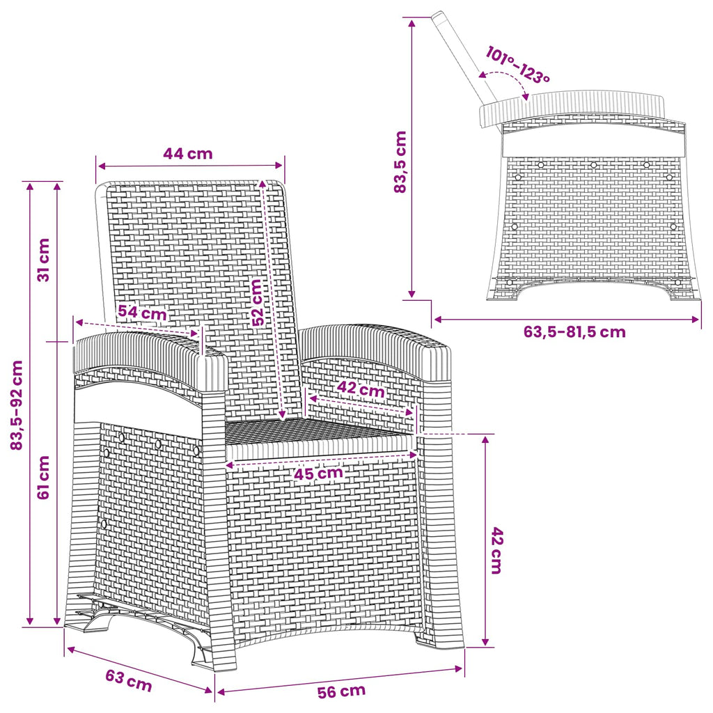 Reclining Garden Chair Rattan Look Pp