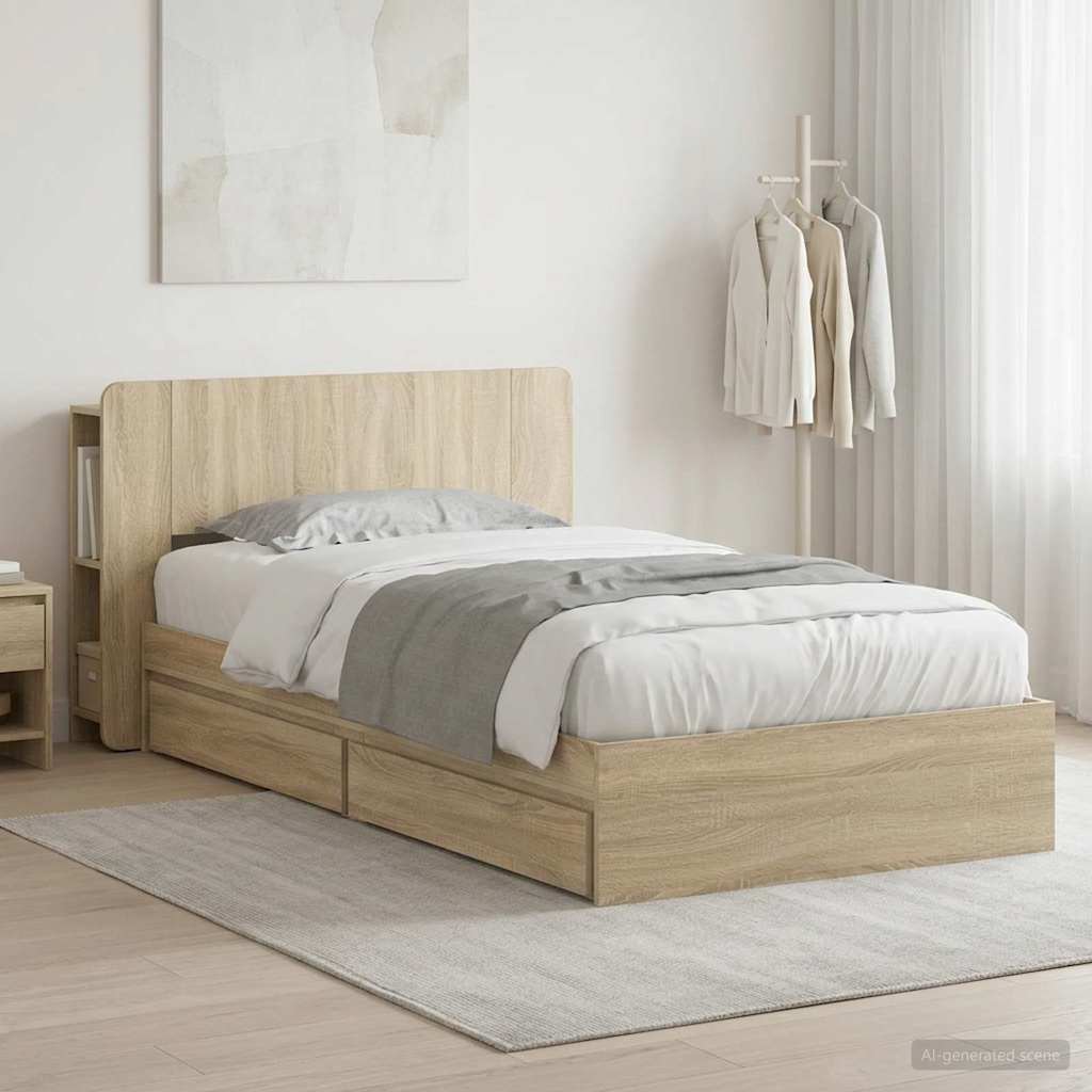 Bed Frame With Storage Engineered Wood