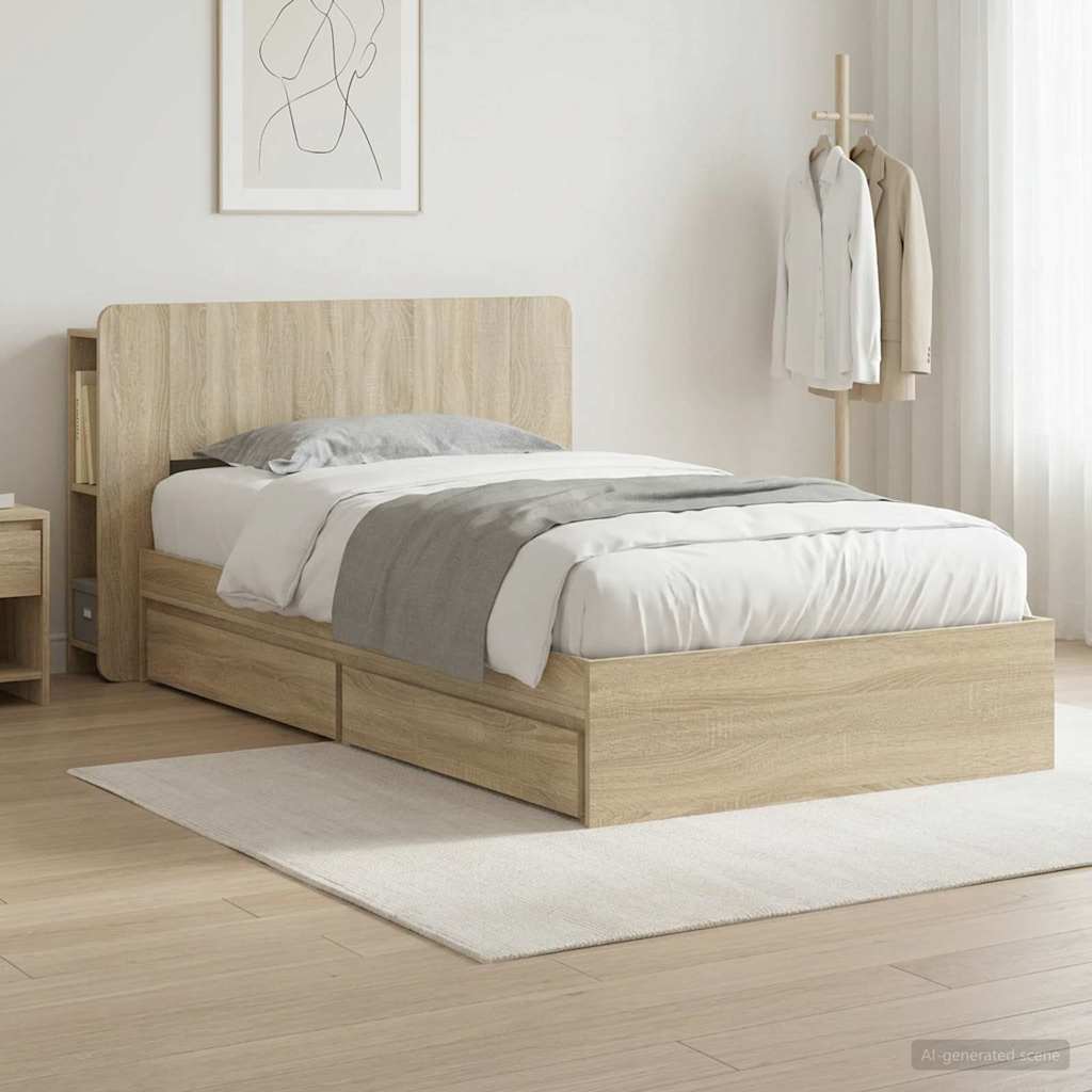 Bed Frame With Storage Engineered Wood