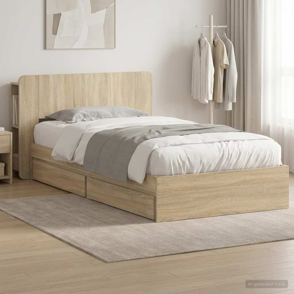 Bed Frame With Storage Engineered Wood